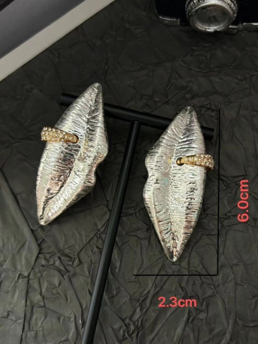Schiaparelli Lips Rhinestone Buckle Stud Earrings